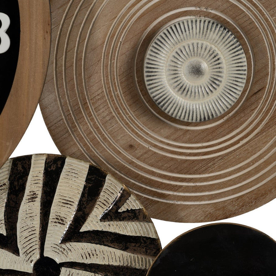 MURAL PARED RELOJ NATURAL-NEGRO METAL 128,30 X 7 X 64,10 CM