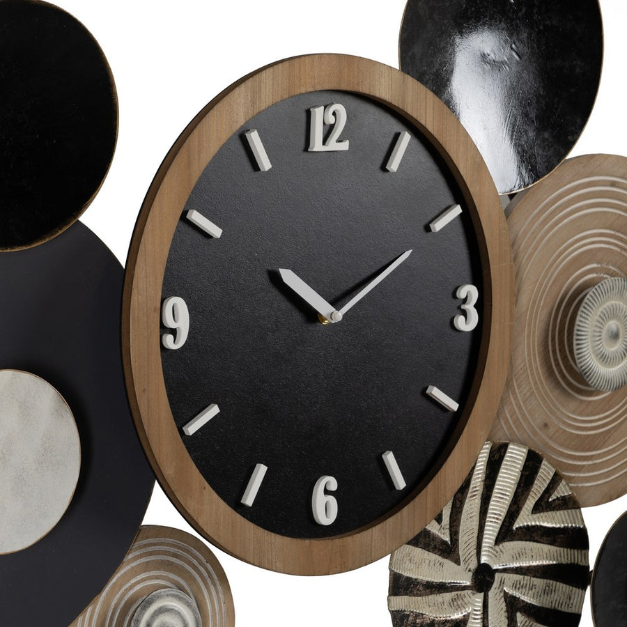 MURAL PARED RELOJ NATURAL-NEGRO METAL 128,30 X 7 X 64,10 CM