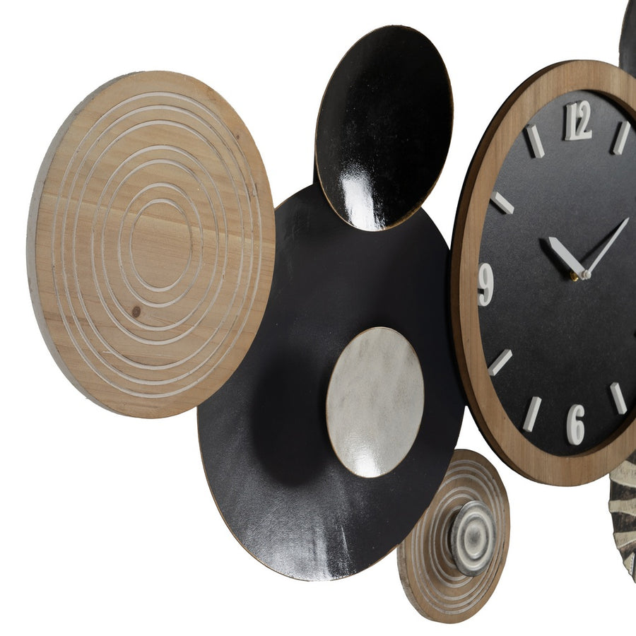 MURAL PARED RELOJ NATURAL-NEGRO METAL 128,30 X 7 X 64,10 CM