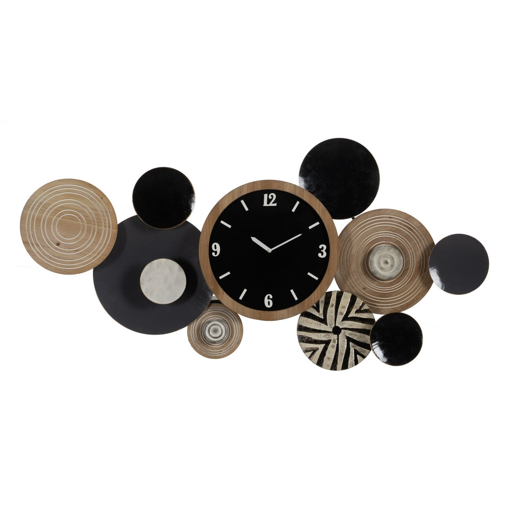 MURAL PARED RELOJ NATURAL-NEGRO METAL 128,30 X 7 X 64,10 CM