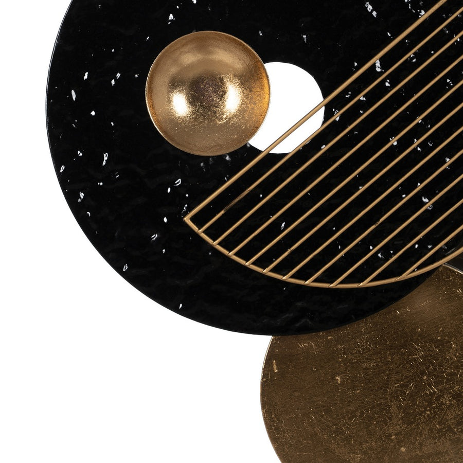 MURAL PARED ESPEJO NEGRO-ORO METAL 83,20 X 5,10 X 54 CM