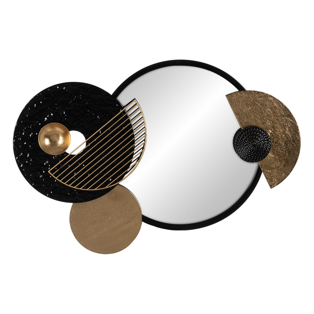 MURAL PARED ESPEJO NEGRO-ORO METAL 83,20 X 5,10 X 54 CM