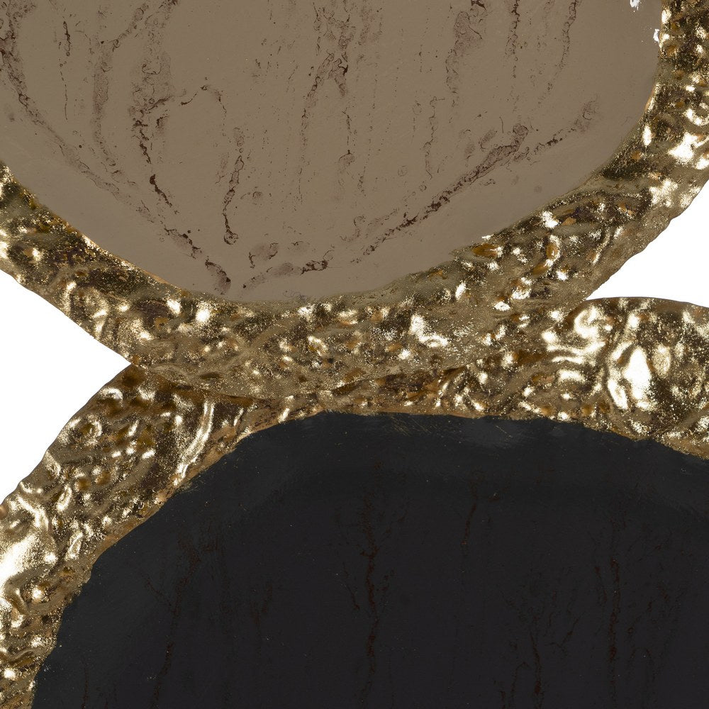 WALL MURAL BEIGE-GOLD METAL DECORATION 95.30 X 6.40 X 54.60