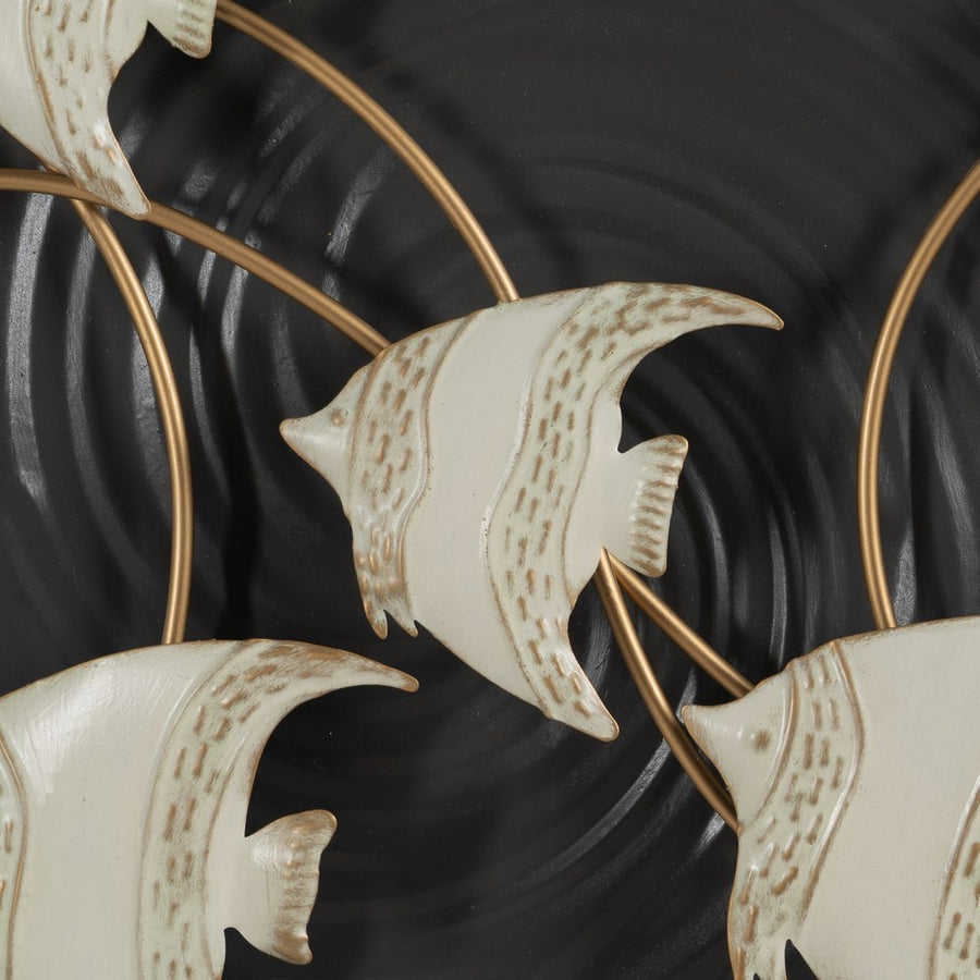 MURAL PARED PECES NEGRO-BLANCO METAL 119,40 X 7 X 59,70 CM