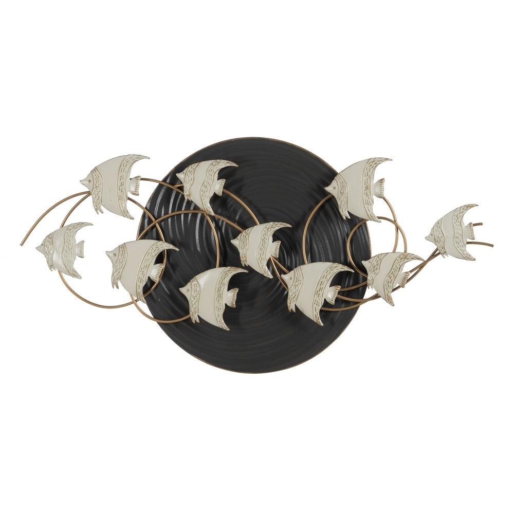 MURAL PARED PECES NEGRO-BLANCO METAL 119,40 X 7 X 59,70 CM