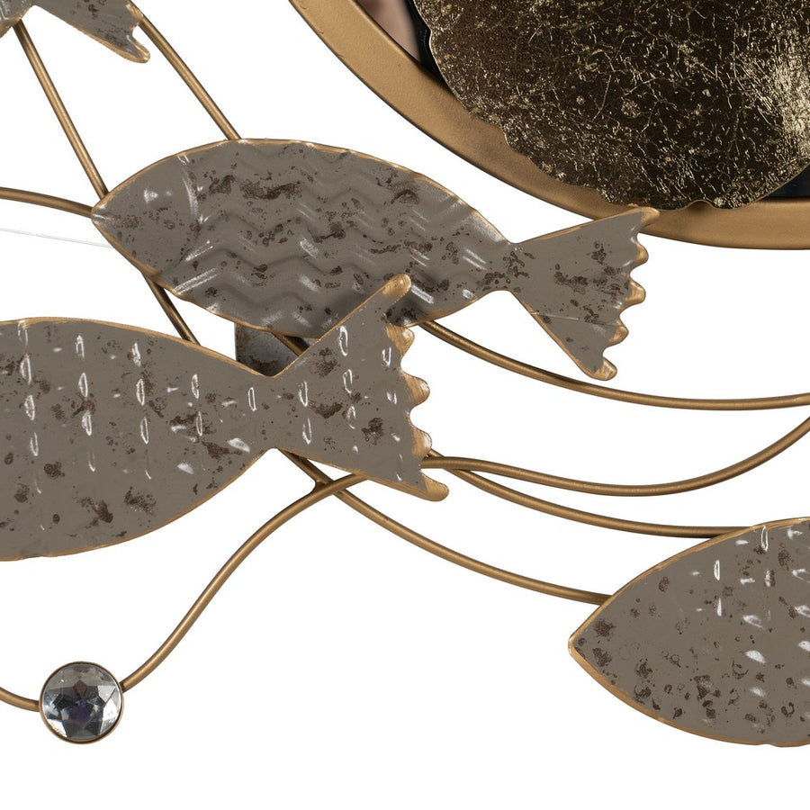 MURAL PARED ESPEJO GRIS-ORO METAL 102,90 X 5,70 X 55,90 CM
