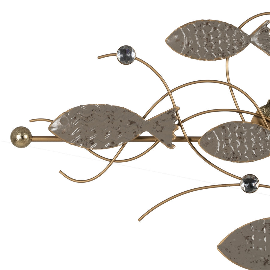 MURAL PARED ESPEJO GRIS-ORO METAL 102,90 X 5,70 X 55,90 CM