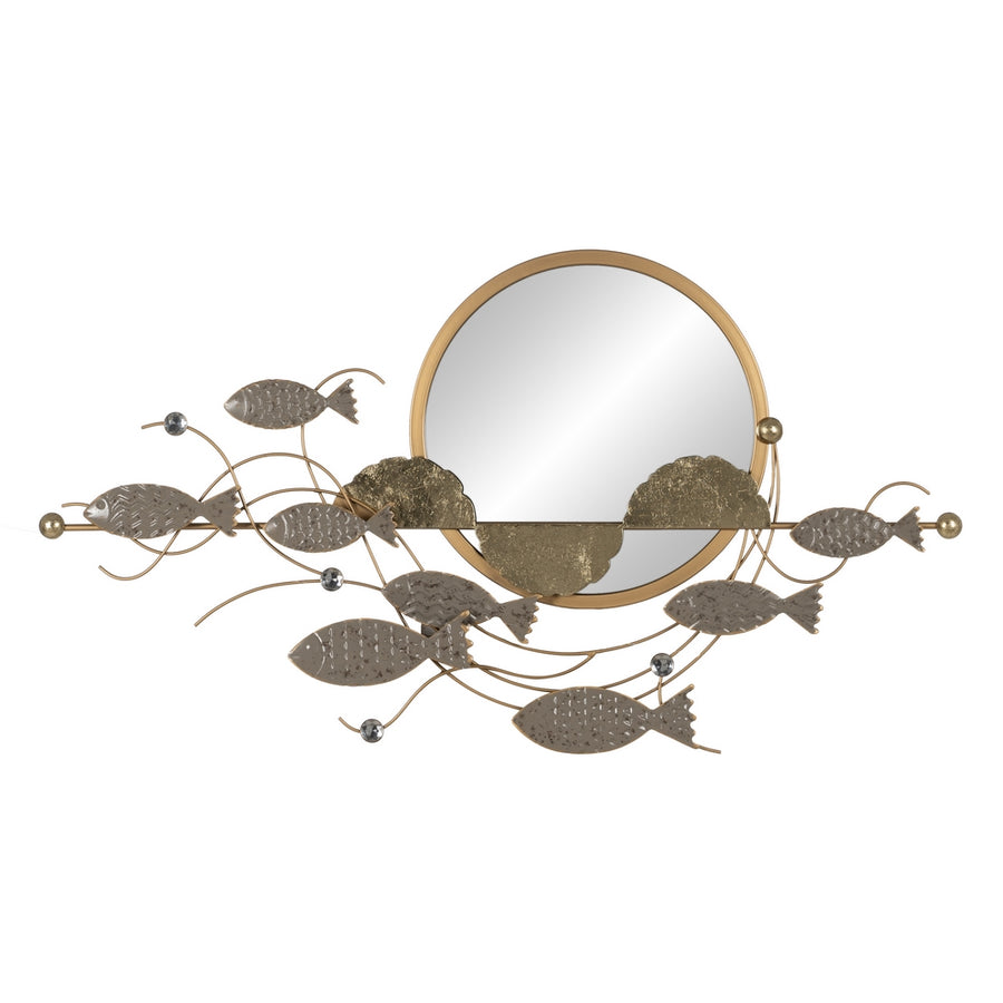 MURAL PARED ESPEJO GRIS-ORO METAL 102,90 X 5,70 X 55,90 CM