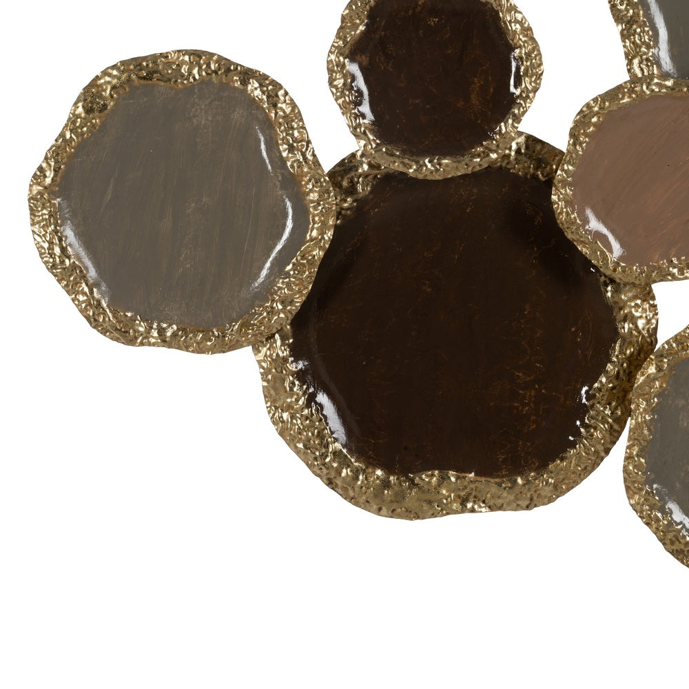 MURAL PARED MARRÓN-ORO METAL DECORACIÓN 118,70 X 6,40 X 56,5