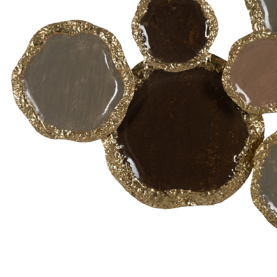 BROWN-GOLD METAL WALL MURAL DECORATION 118.70 X 6.40 X 56.5