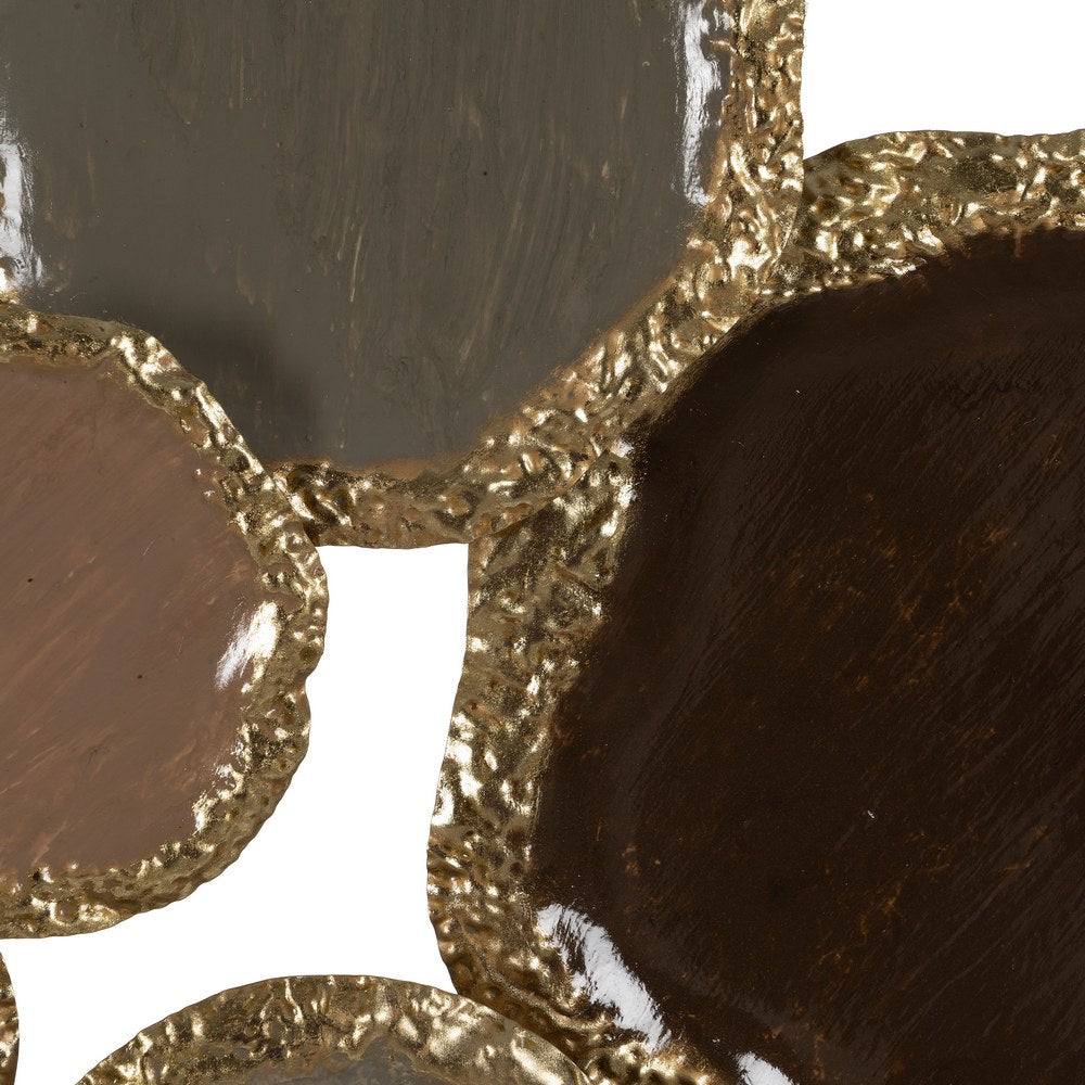 MURAL PARED MARRÓN-ORO METAL DECORACIÓN 118,70 X 6,40 X 56,5