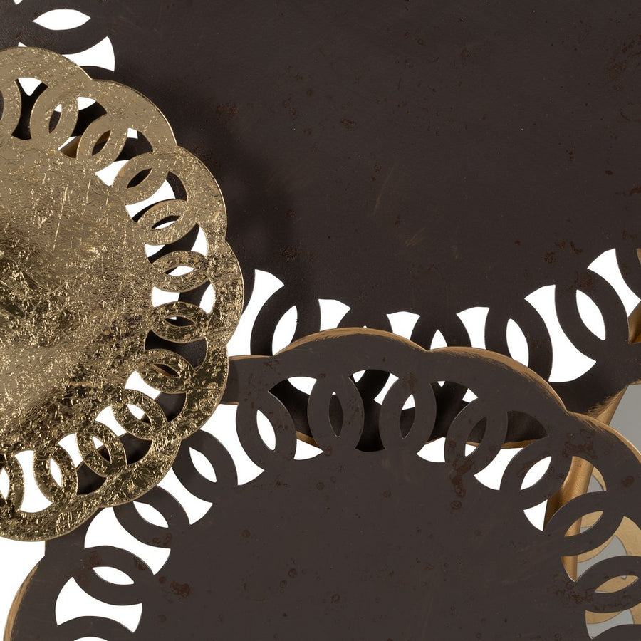 MURAL PARED ESPEJO ORO-GRIS METAL 134,60 X 5,70 X 62,90 CM