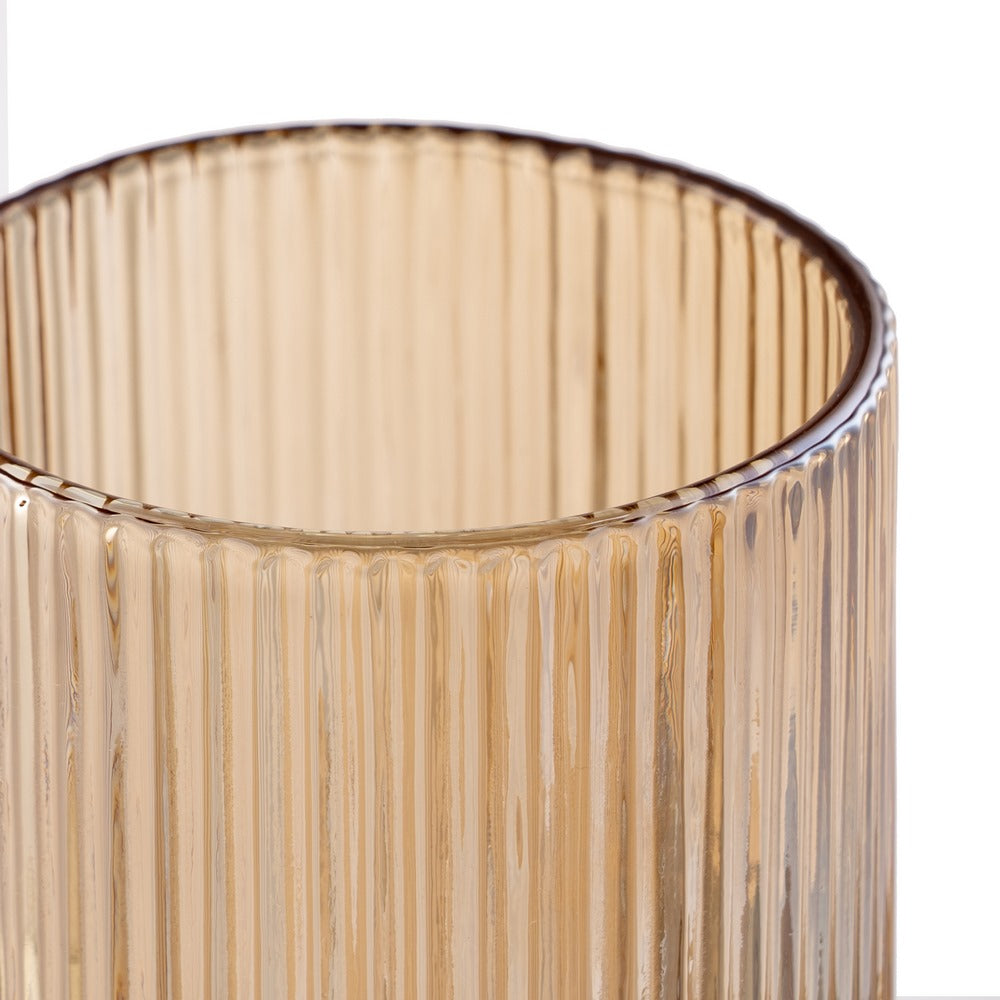 VASO MARRÓN CRISTAL DECORACIÓN 8 X 8 X 12,70 CM