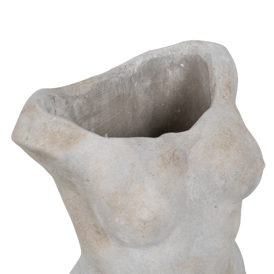 MACETERO BUSTO GRIS CEMENTO DECORACIÓN 19 X 13,50 X 27 CM