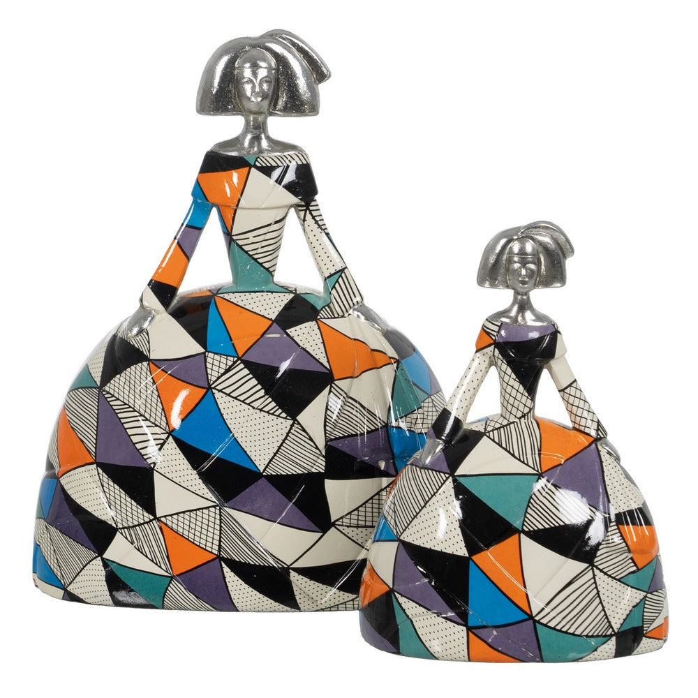 FIGURA MENINA MULTICOLOR RESINA 26 X 17,50 X 32,50 CM