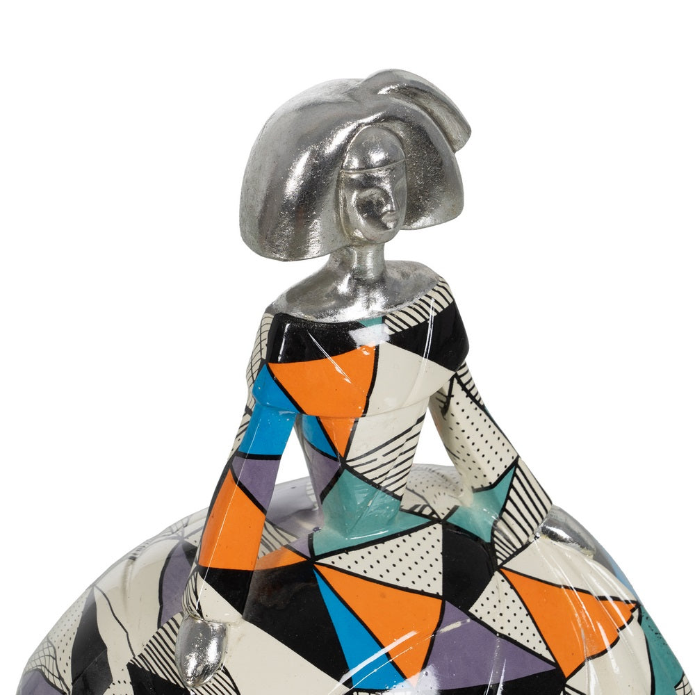 FIGURA MENINA MULTICOLOR RESINA 26 X 17,50 X 32,50 CM