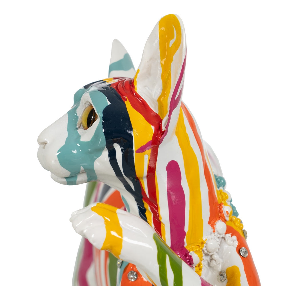 FIGURA GATO MULTICOLOR RESINA DECORACIÓN 32 X 13 X 28,50 CM