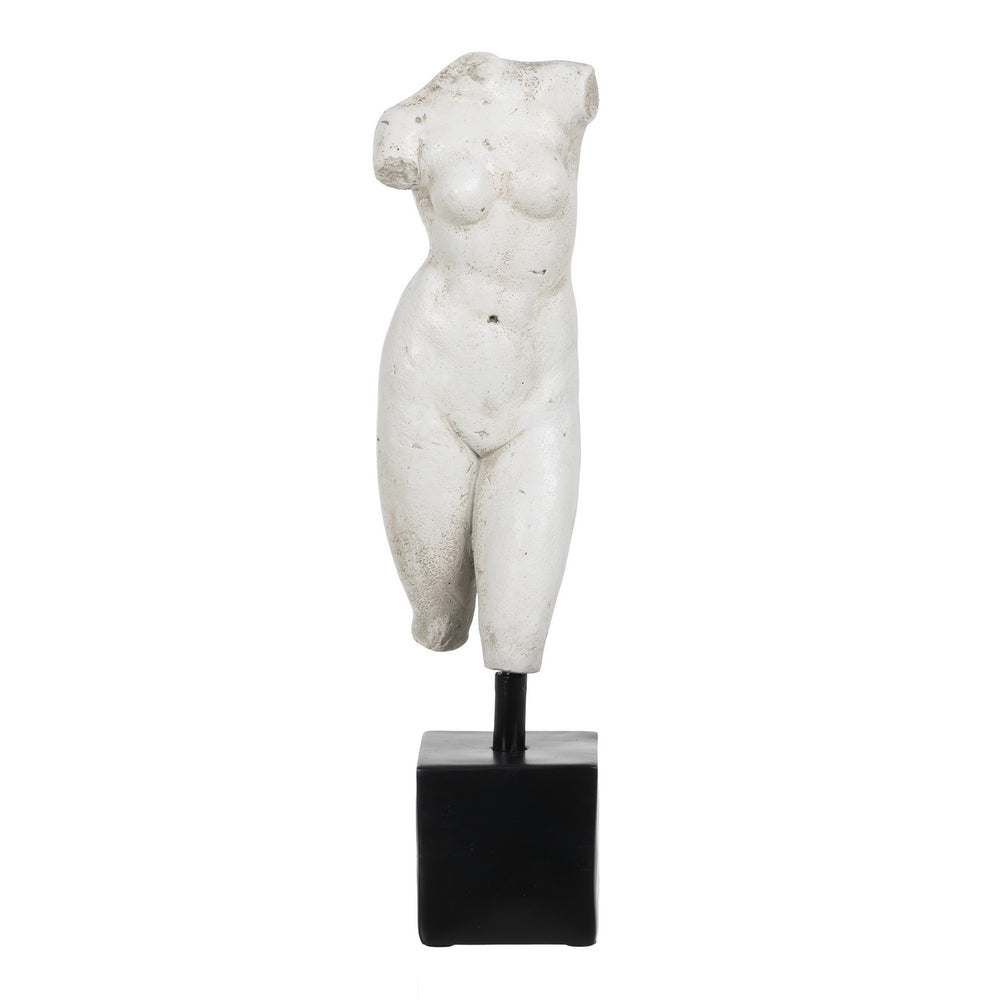 ESCULTURA BUSTO BLANCO ENVEJECIDO RESINA 14 X 11 X 43 CM