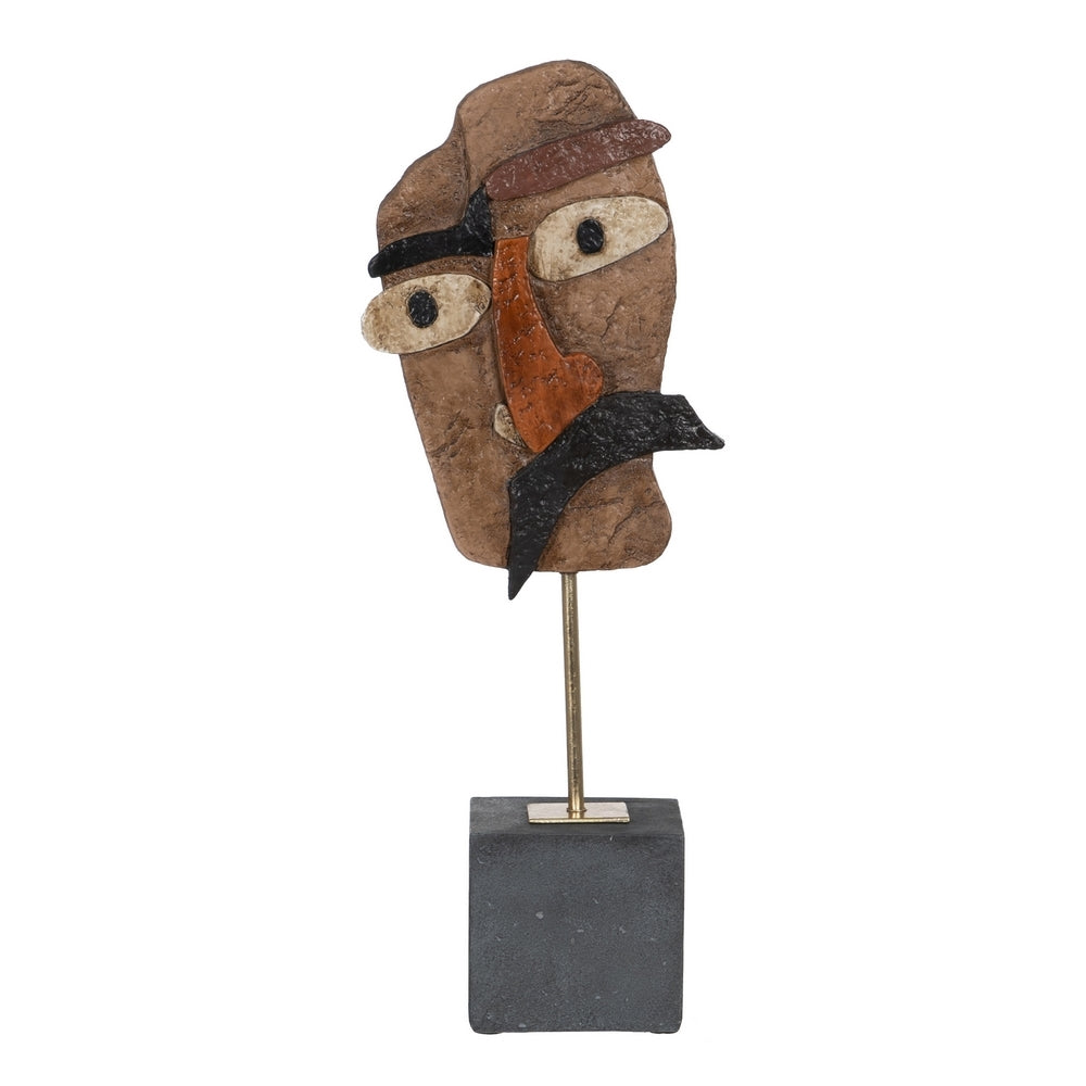 ESCULTURA MÁSCARA MARRÓN RESINA 18 X 11 X 48,50 CM
