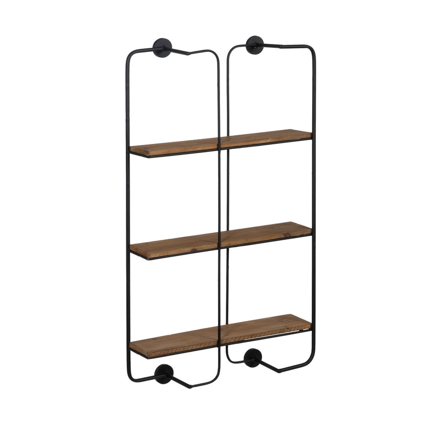 ESTANTERÍA NEGRO-MARRÓN METAL DECORACIÓN 47,50 X 13 X 89 CM