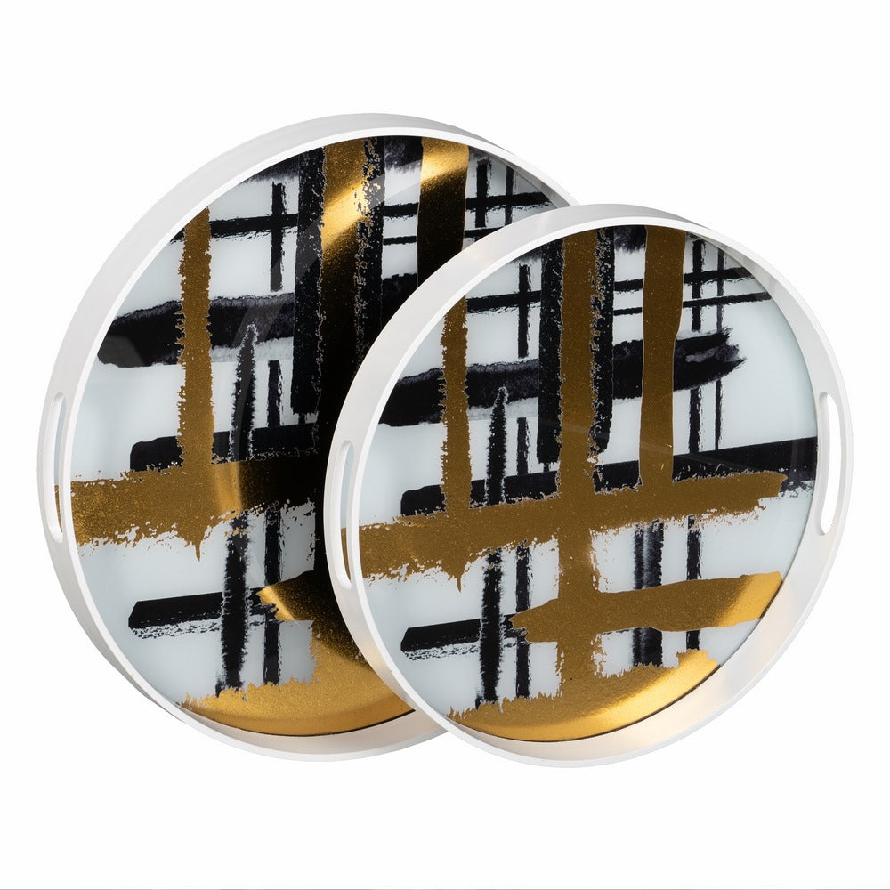 S/2 BANDEJAS ABSTRACTO PVC-ESPEJO 42 X 42 X 4,20 CM