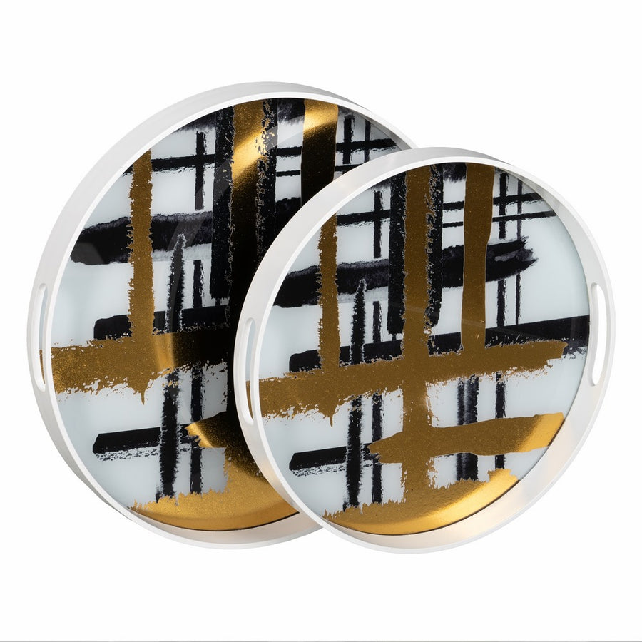 S/2 BANDEJAS ABSTRACTO PVC-ESPEJO 42 X 42 X 4,20 CM