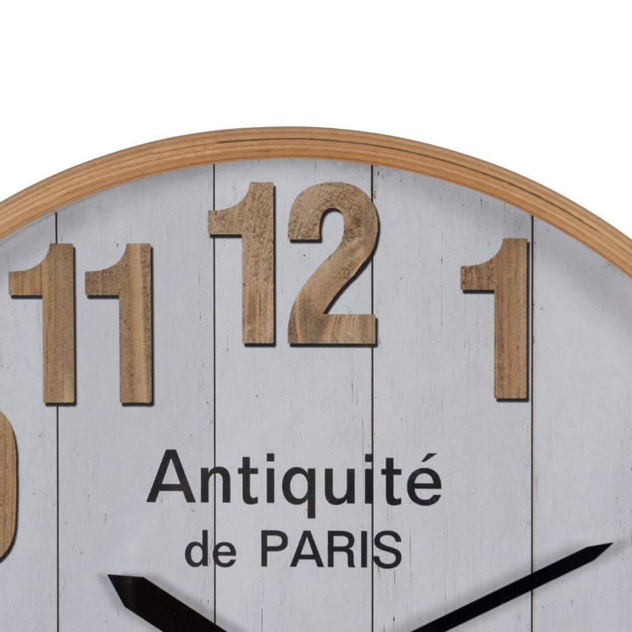 RELOJ BLANCO-NATURAL MADERA / CRISTAL 32 X 32 X 4,50 CM