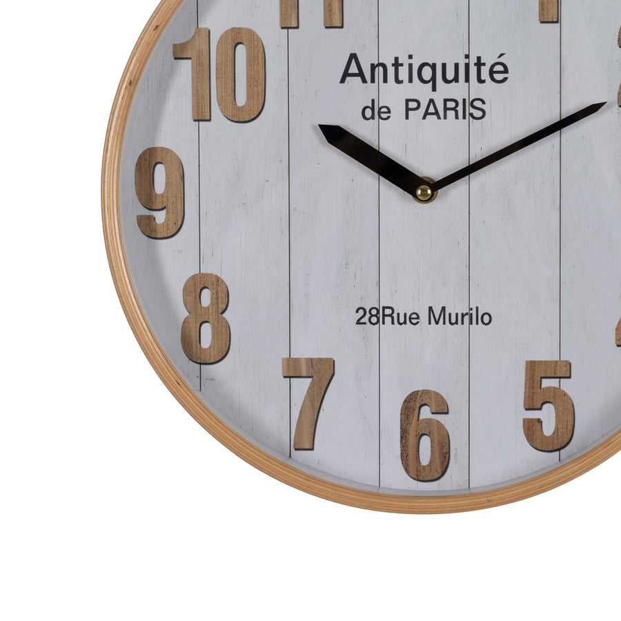 RELOJ BLANCO-NATURAL MADERA / CRISTAL 32 X 32 X 4,50 CM