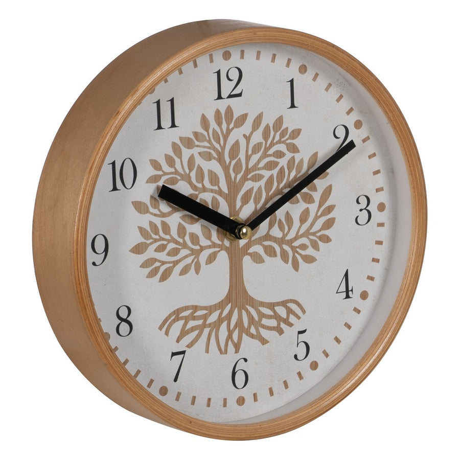 RELOJ BLANCO-NATURAL MADERA / CRISTAL 22 X 22 X 4,50 CM