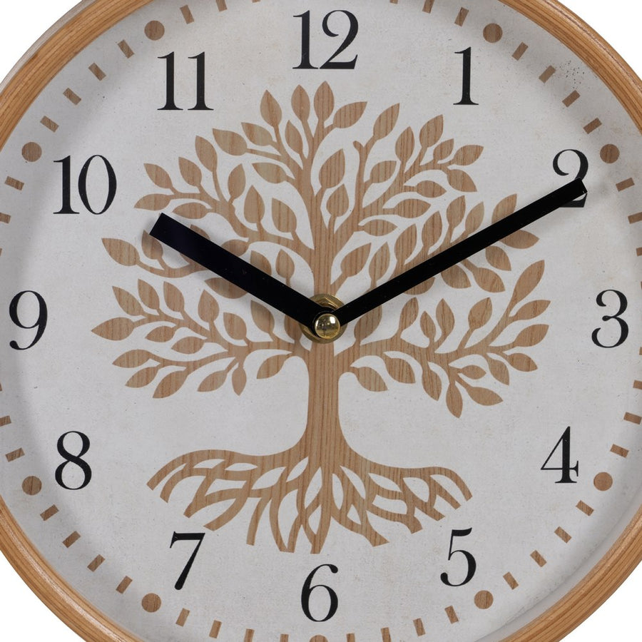RELOJ BLANCO-NATURAL MADERA / CRISTAL 22 X 22 X 4,50 CM