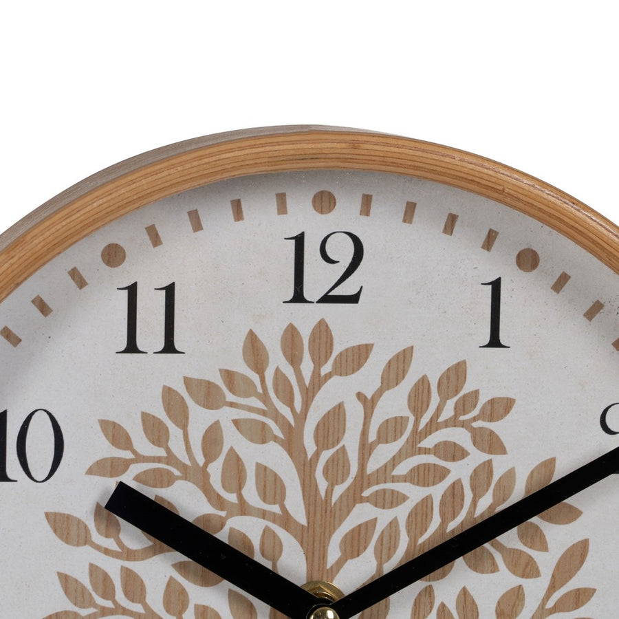 RELOJ BLANCO-NATURAL MADERA / CRISTAL 22 X 22 X 4,50 CM