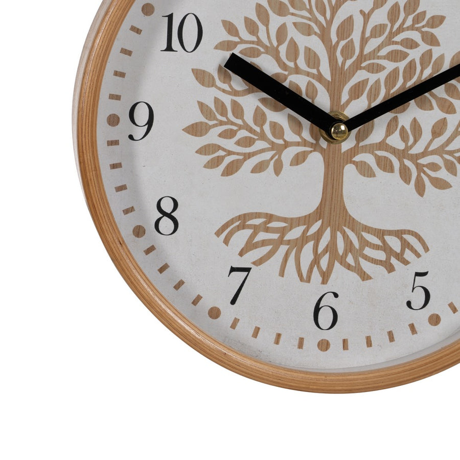 RELOJ BLANCO-NATURAL MADERA / CRISTAL 22 X 22 X 4,50 CM