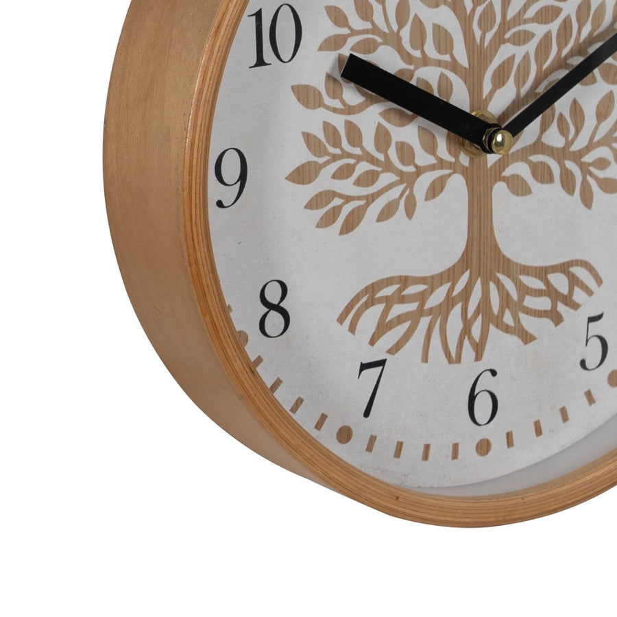 RELOJ BLANCO-NATURAL MADERA / CRISTAL 22 X 22 X 4,50 CM