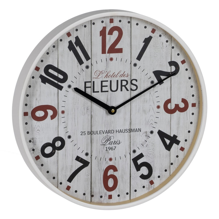 WHITE WOODEN / GLASS DECORATIVE CLOCK 40 X 40 X 4.50 CM
