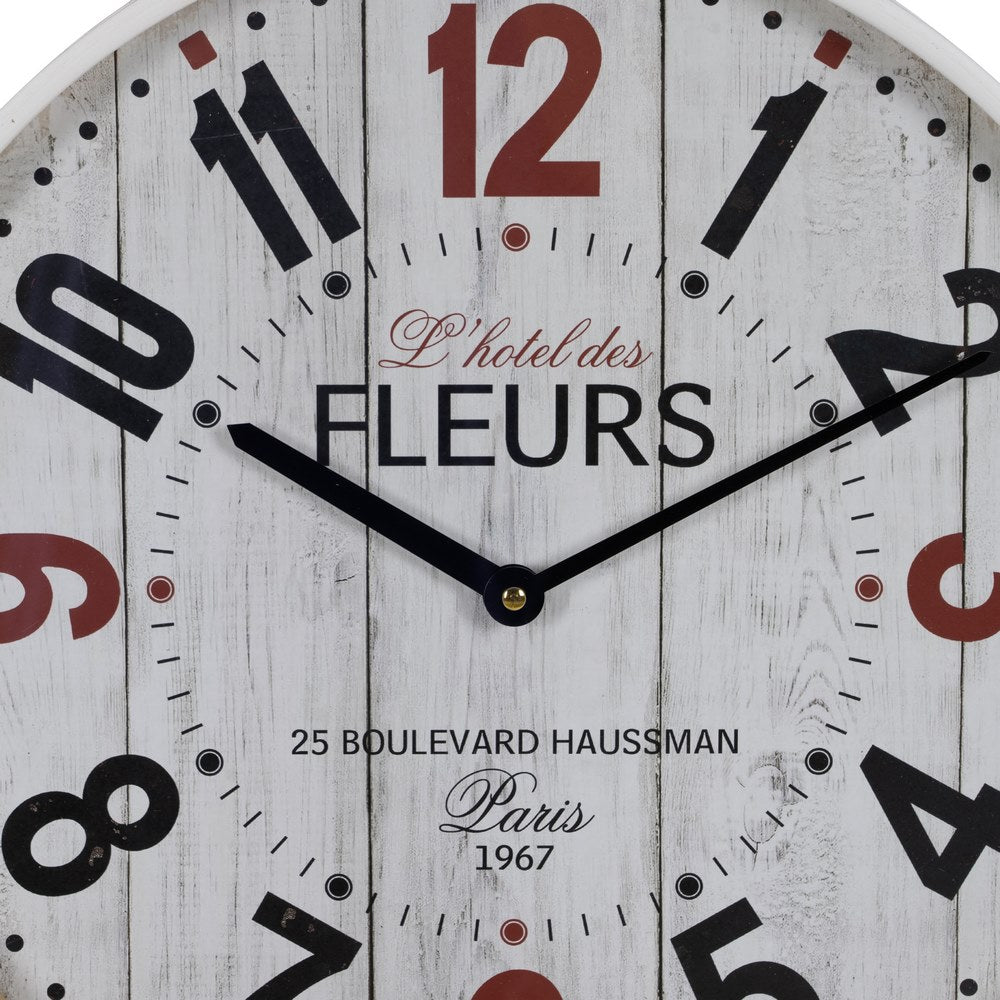 WHITE WOODEN / GLASS DECORATIVE CLOCK 40 X 40 X 4.50 CM