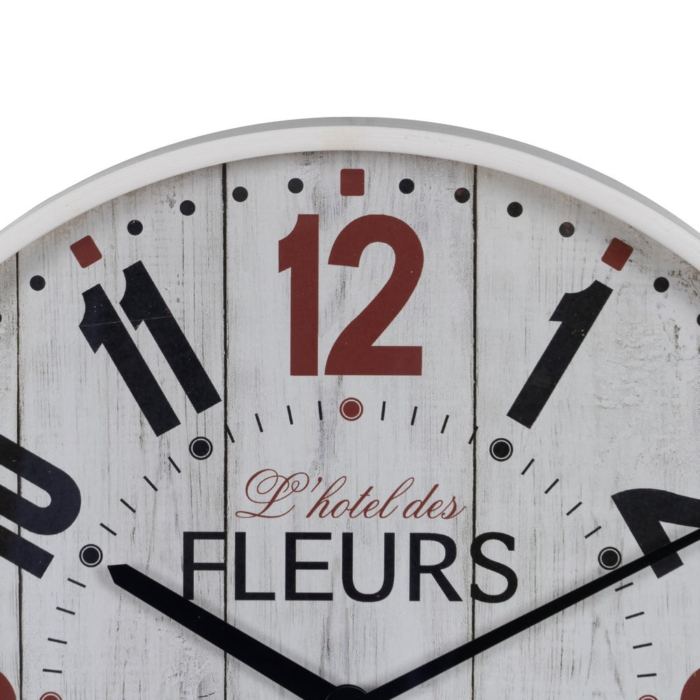 WHITE WOODEN / GLASS DECORATIVE CLOCK 40 X 40 X 4.50 CM