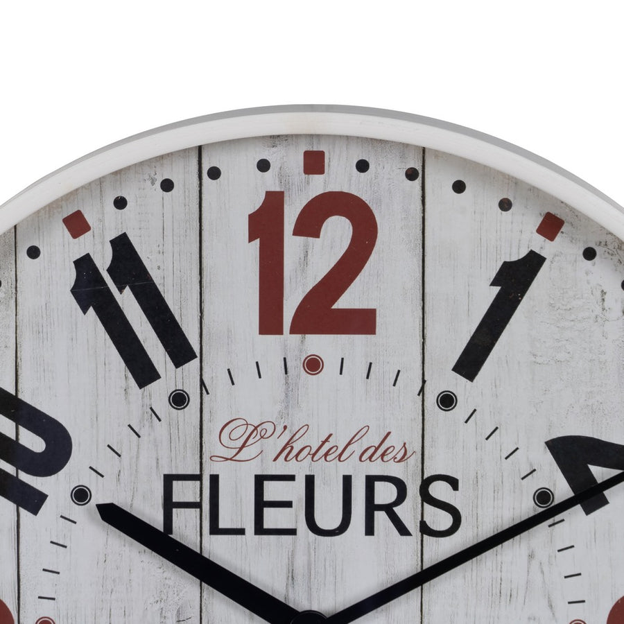 WHITE WOODEN / GLASS DECORATIVE CLOCK 40 X 40 X 4.50 CM