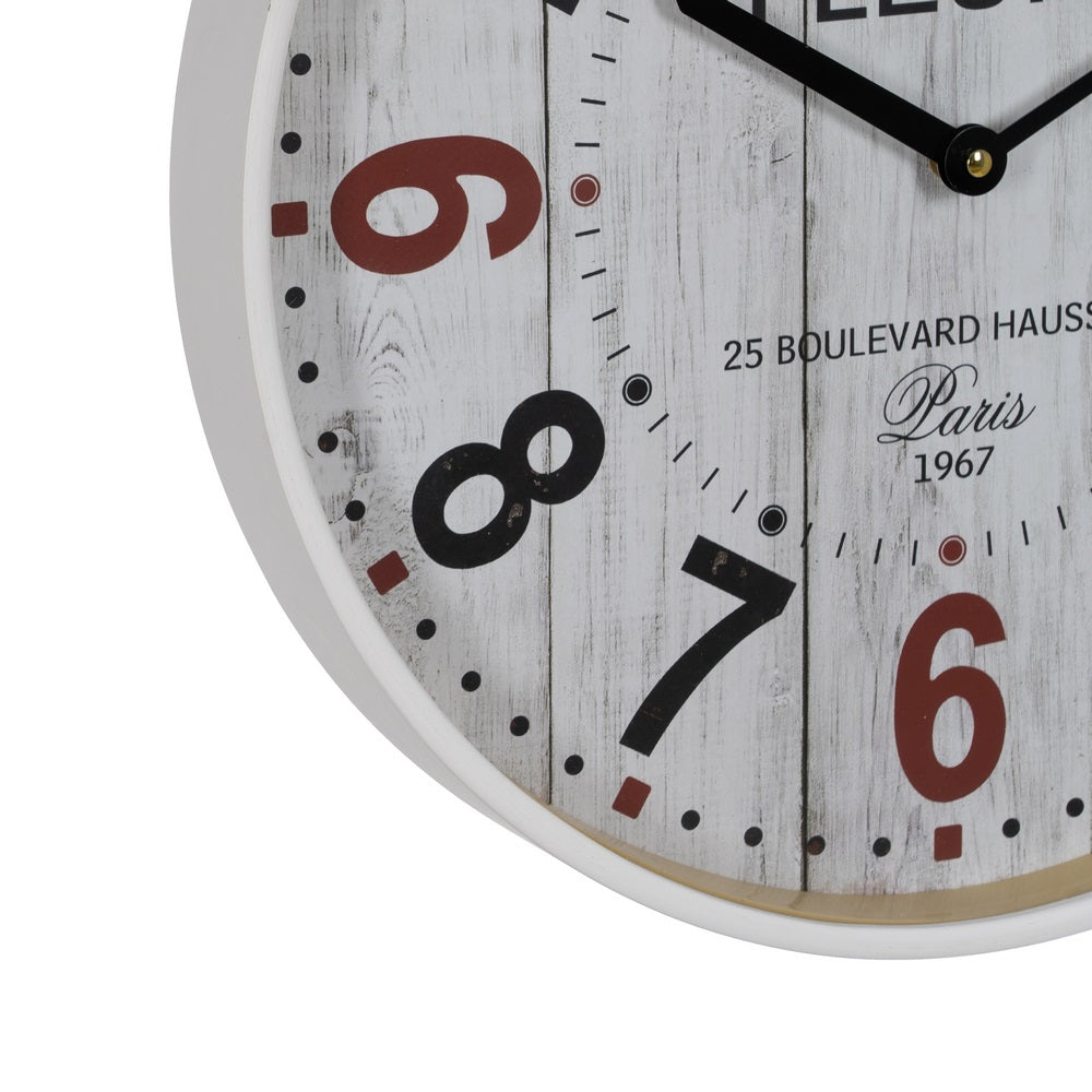 WHITE WOODEN / GLASS DECORATIVE CLOCK 40 X 40 X 4.50 CM