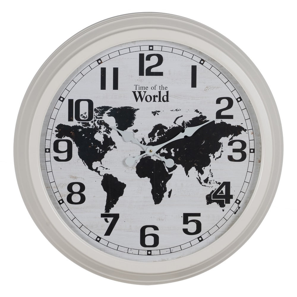 RELOJ BLANCO-NEGRO METAL DECORACIÓN 70 X 70 X 6,50 CM