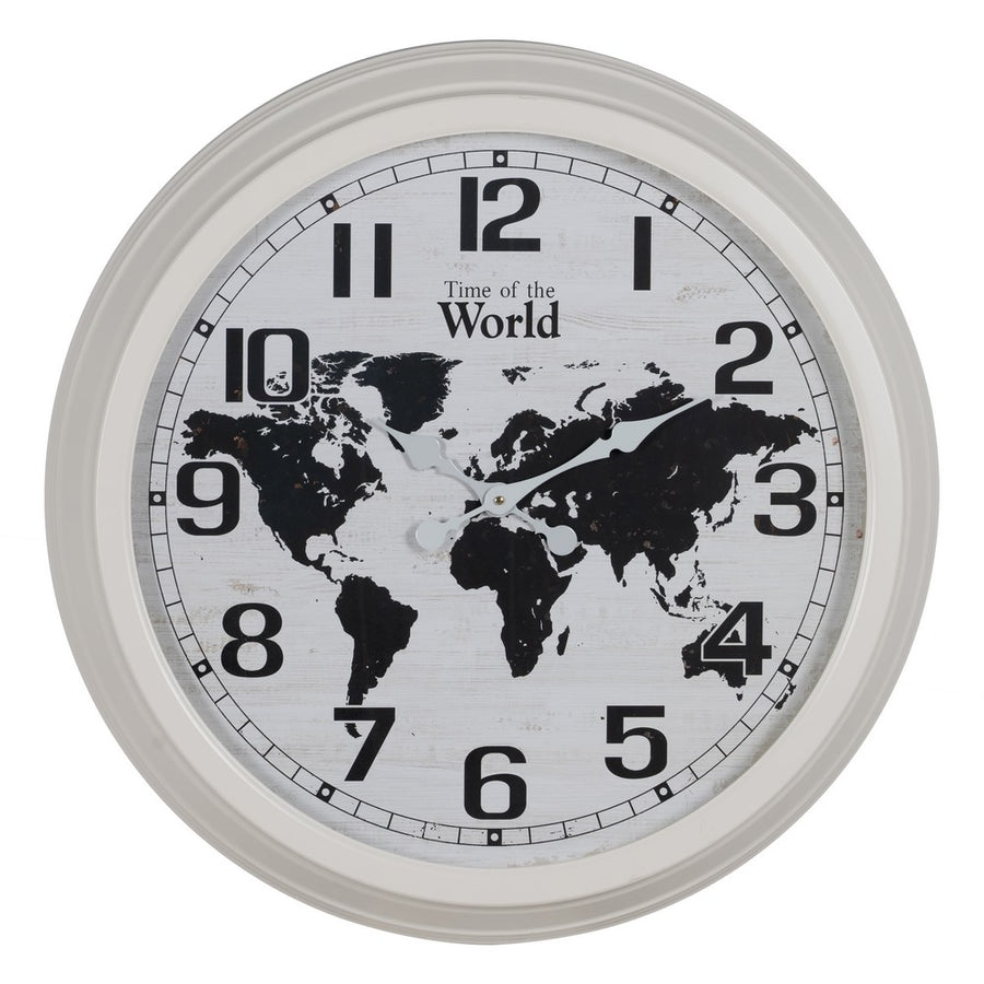 RELOJ BLANCO-NEGRO METAL DECORACIÓN 70 X 70 X 6,50 CM