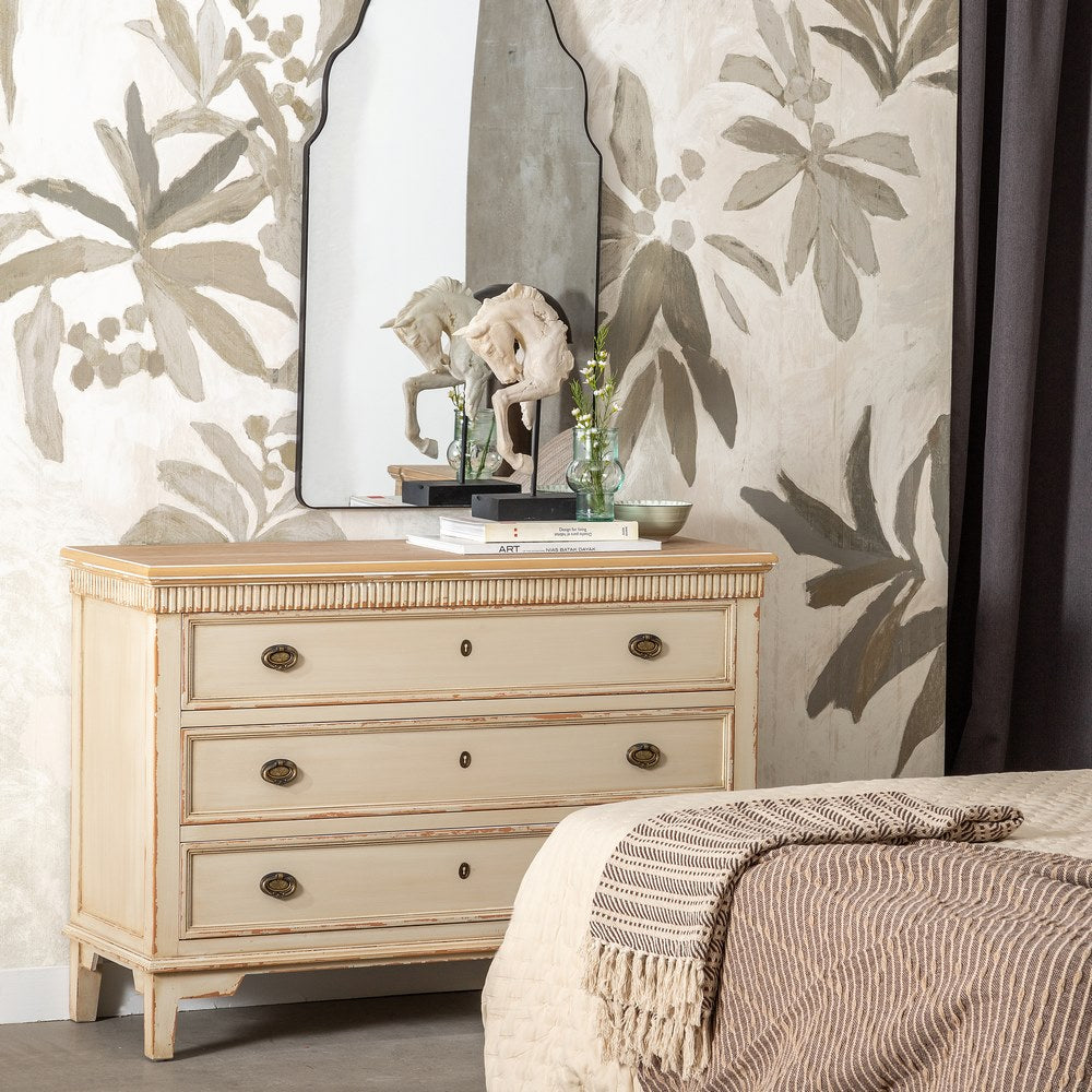 CÓMODA NATURAL-CREMA MADERA 119,50 X 44,50 X 84 CM