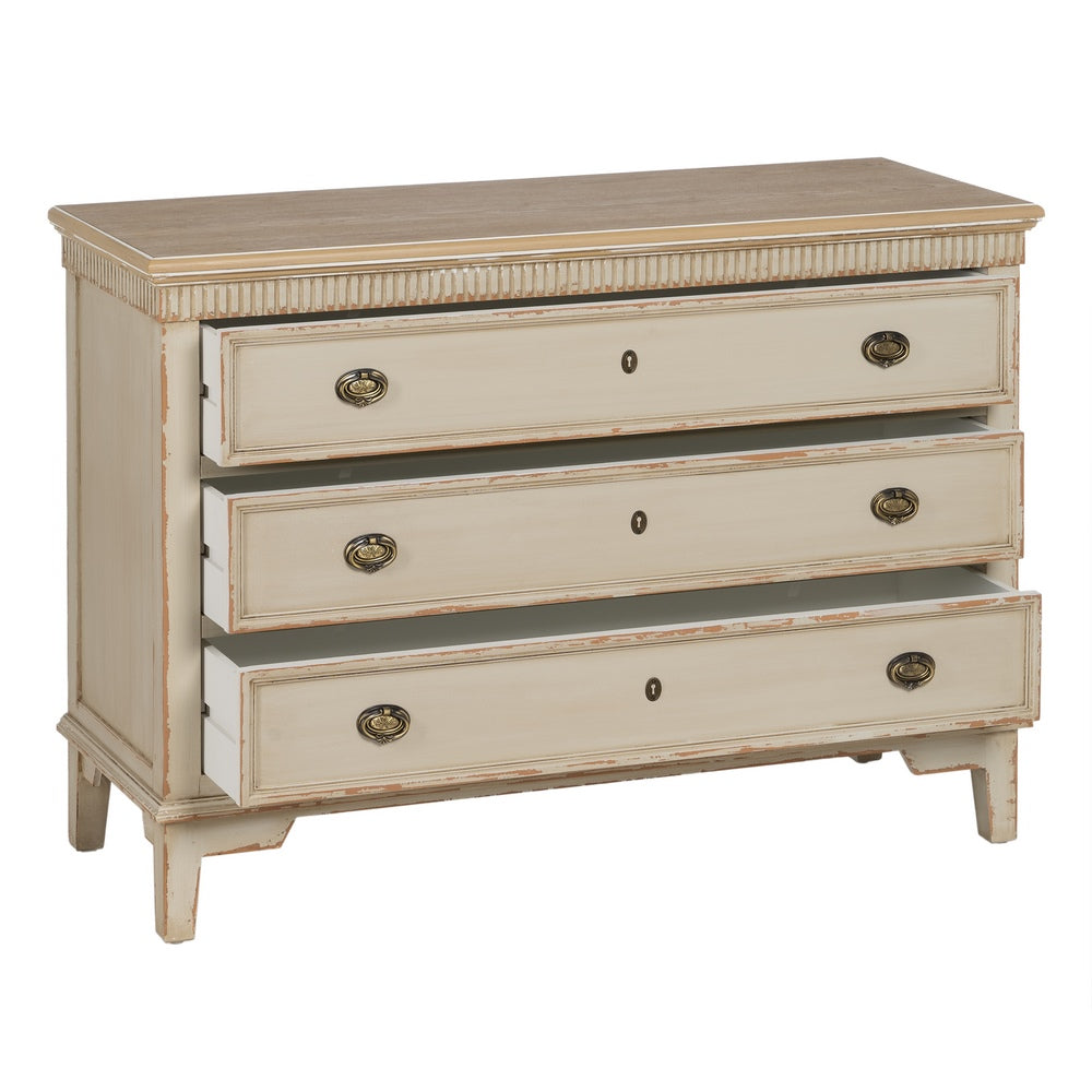 CÓMODA NATURAL-CREMA MADERA 119,50 X 44,50 X 84 CM