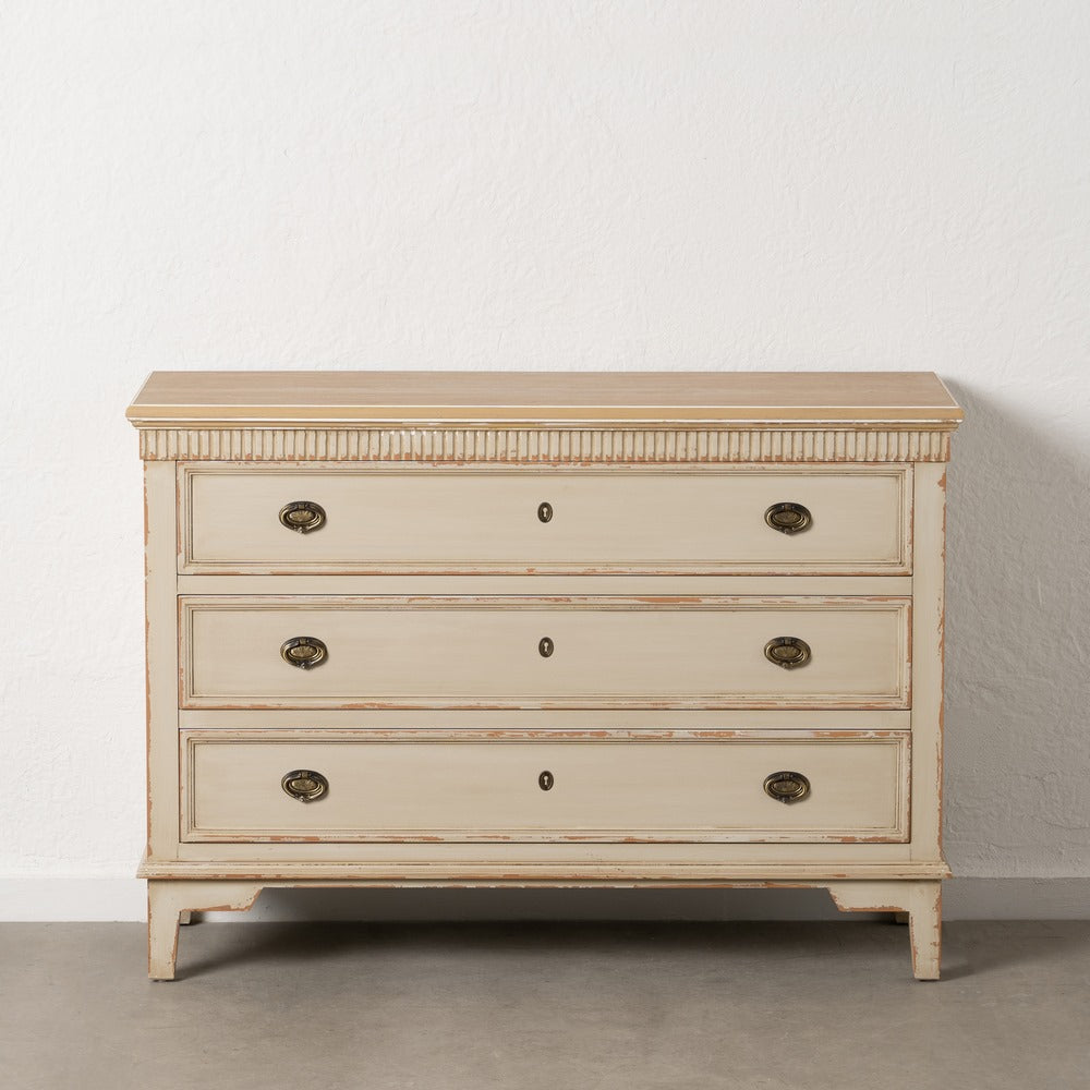 CÓMODA NATURAL-CREMA MADERA 119,50 X 44,50 X 84 CM
