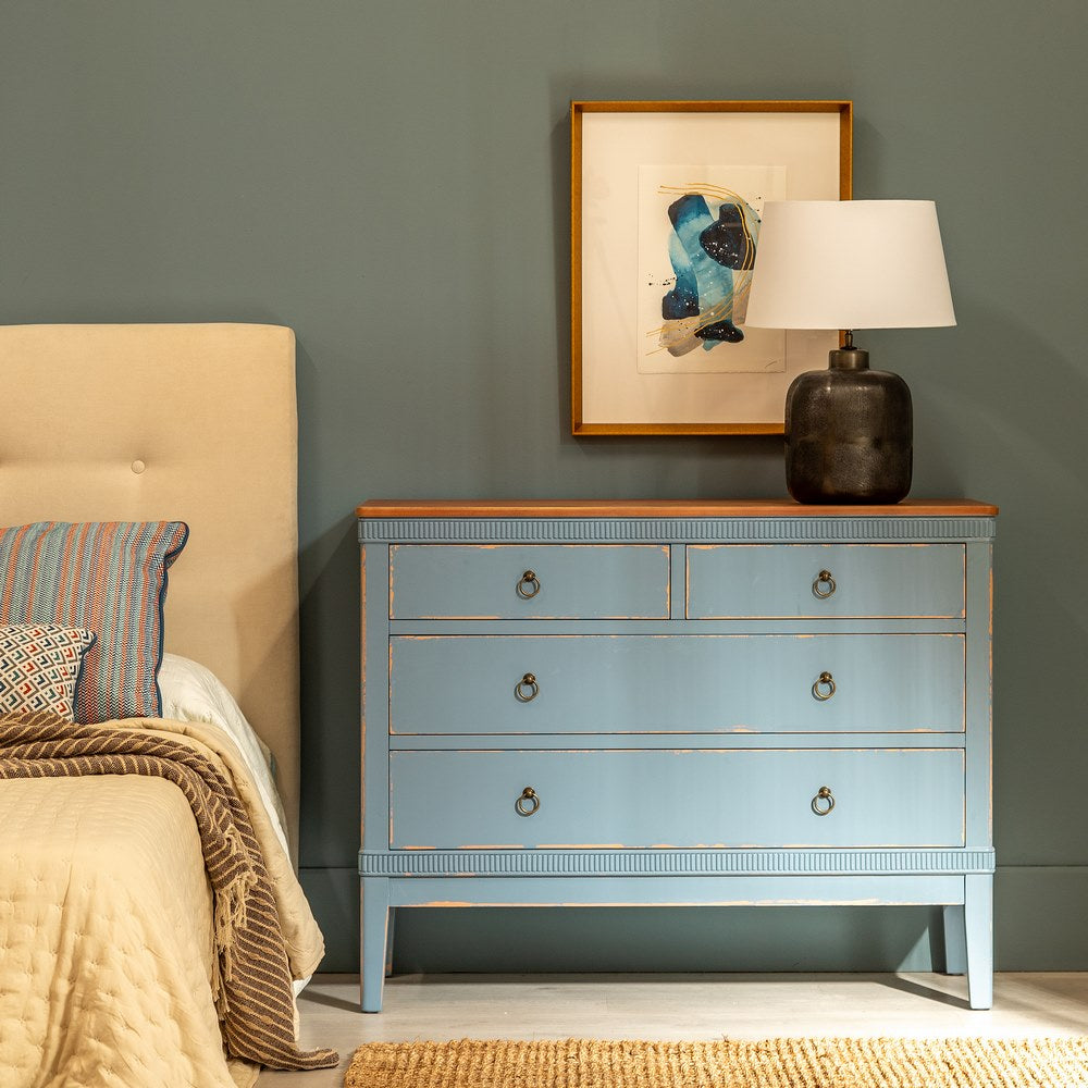 CÓMODA AZUL MADERA 115 X 45 X 90 CM