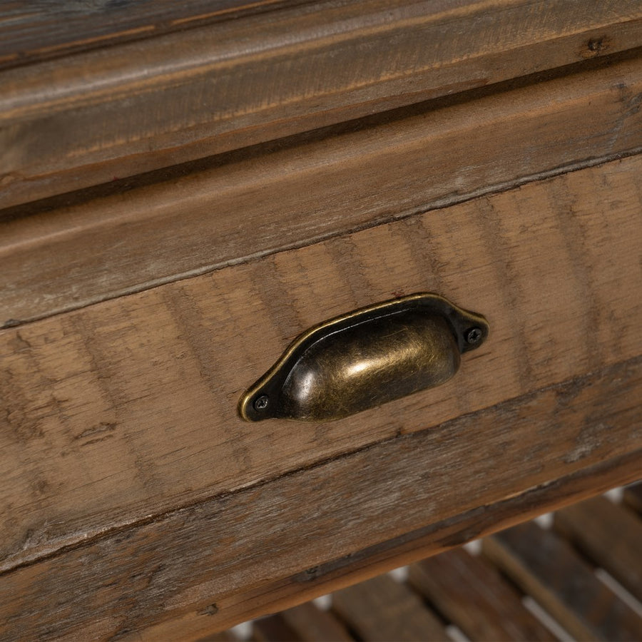BROWN WOOD CONSOLE TABLE 184.50 X 50 X 86.80 CM