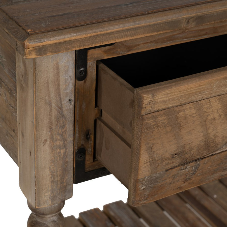 BROWN WOOD CONSOLE TABLE 184.50 X 50 X 86.80 CM