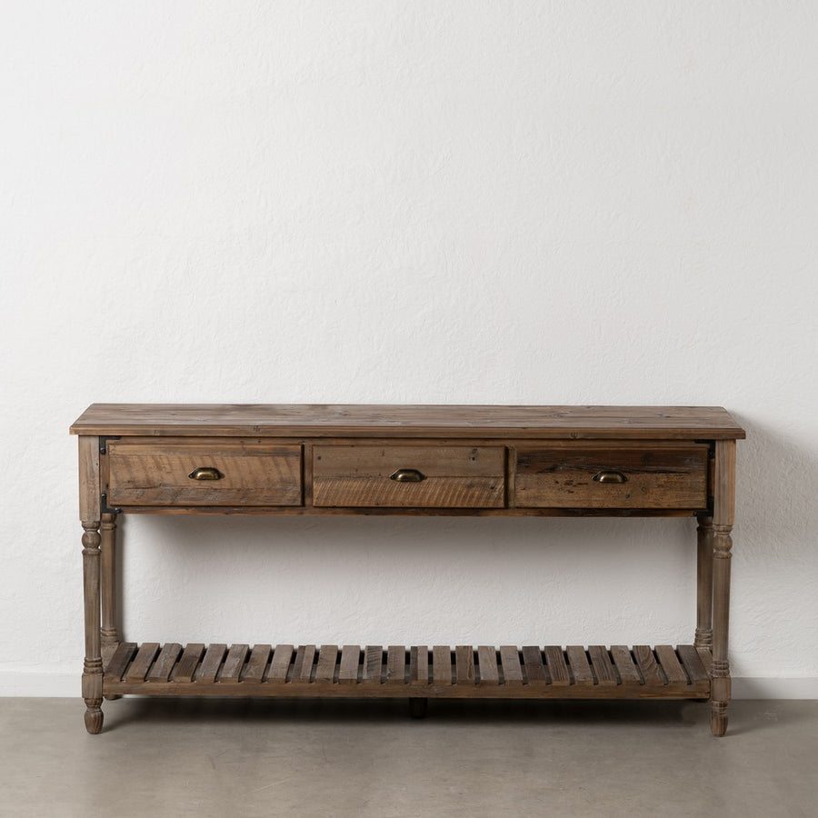 BROWN WOOD CONSOLE TABLE 184.50 X 50 X 86.80 CM