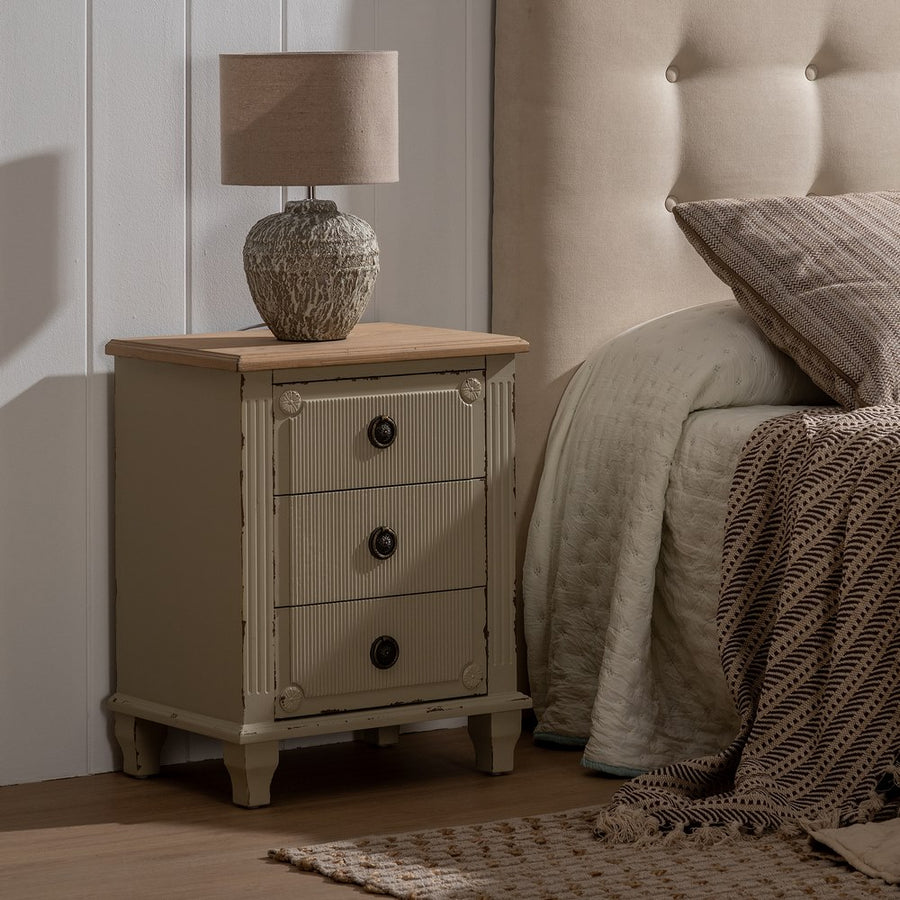MESITA CREMA MADERA 48 X 36 X 61 CM