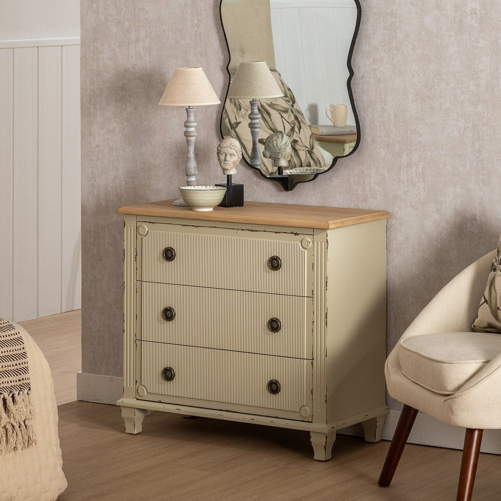 CREAM WOOD CHEST OF DRAWERS 80 X 38 X 73 CM