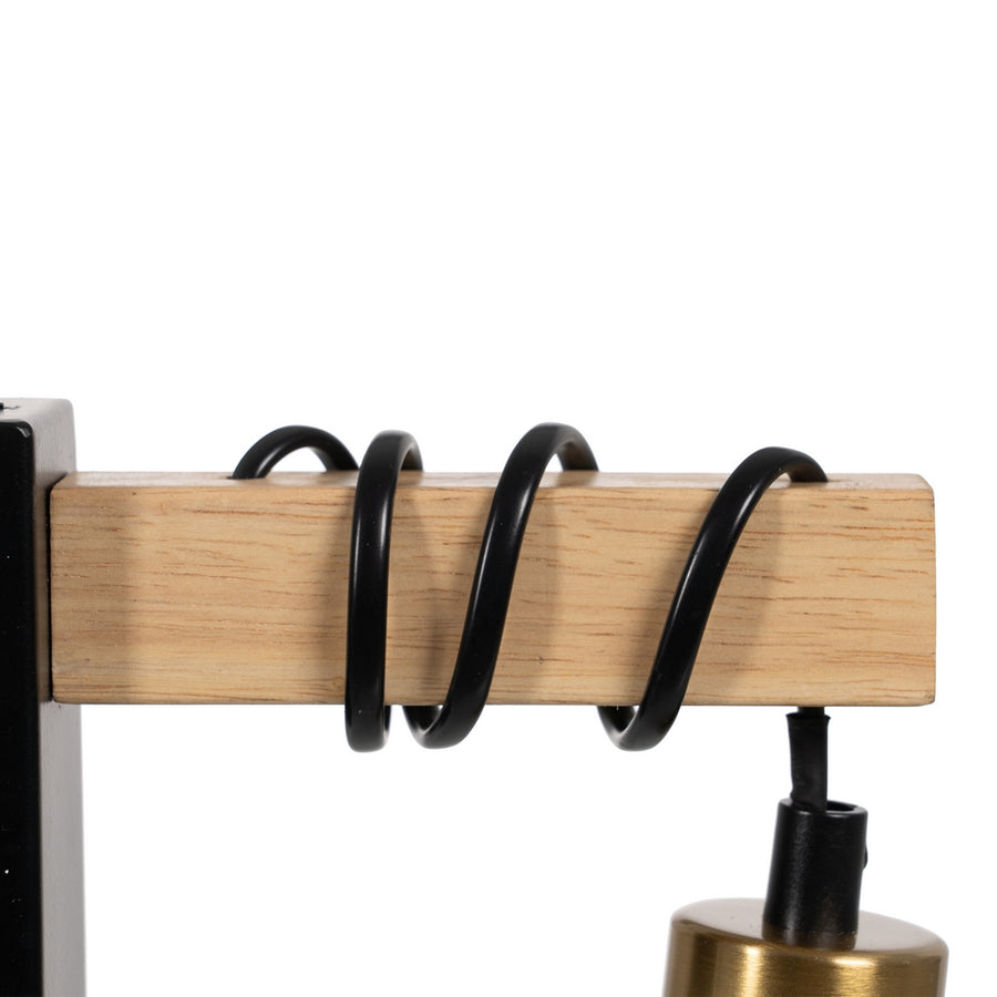 APLIQUE PARED NEGRO-NATURAL METAL-MADERA 15 X 5 X 12 CM